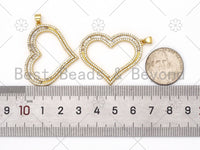 CZ Micro Pave Heart Shape Pendant/Charm,18K Gold Filled Heart Charm,Necklace Bracelet Charm Pendant,30x37mm,Sku#LK399