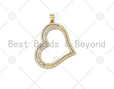 CZ Micro Pave Heart Shape Pendant/Charm,18K Gold Filled Heart Charm,Necklace Bracelet Charm Pendant,30x37mm,Sku#LK399