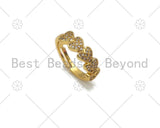 CZ Micro Pave Heart  Adjustable Ring, 18K Gold Filled Heart Link Ring, Pave Ring, Statement Ring, Dainty Heart Ring, 22mm, Sku#LD139