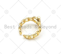 CZ Micro Pave Bar Statement Ring, 18K Gold Filled Open Ring, Adjustable Ring, CZ Ring, 22x23mm,Sku#LD141