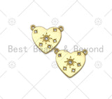 CZ Micro Pave Five Point Star On Heart Shape Pendant,18K Gold Filled Star Charm, Necklace Bracelet Charm Pendant,19x16mm,Sku#LK403