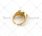 Colorful CZ Micro Pave Evil Eye On Oval Shape Adjustable Ring,18K Gold Filled Evil Eye Open Ring, CZ Oval Ring, 21mm,Sku#X212