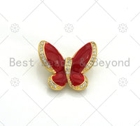 Colorful Enamel CZ Micro Pave Butterfly Pendant, 18K Gold Filled Enamel Butterfly Pendant, Pave Enamel Jewelry,25x24mm,Sku#LK369