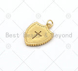 Micro Pave CZ Cross On Colorful Enamel Shield Shape Pendant,18K Gold Filled Enamel CZ Cross Charm,Enamel Jewelry, 24x18mm,Sku#L592