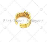 CZ Micro Pave Heart Shape Adjustable Ring,18K Gold Filled Cubic Zirconia Open Ring, CZ Heart Ring, 21mm,Sku#X231