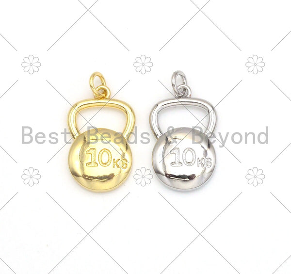 High Polished Kettlebell Shape Pendant/Charm,Gold/Silver 10KG Kettlebell Charm, Necklace Bracelet Charm Pendant,13x21mm,Sku#L578