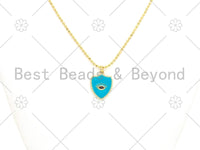 Colorful Enamel Evil Eye On Shield Shape Pendant,18K Gold Filled Enamel Evil Eye Charm,Enamel Jewelry,18x23mm,Sku#L579