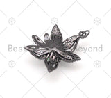 CZ Micro Pave  Flower Shape Pendant/Charm, Gold/Silver/Rose Gold/Black Flower Charm, Necklace Bracelet Charm Pendant,21x28mm,Sku#Y481