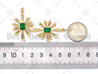 Emerald CZ Micro Pave Leaf Shape Pendant/Charm, 18K Gold Filled Flower Charm, Necklace Bracelet Charm Pendant,24x35mm,Sku#Y488