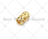Colorful CZ Micro Pave Hollow Out Large Hole Tube Beads, 18K Gold Filled Cubic Zirconia Spacer Beads,6x11mm, Sku#Y490