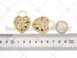 Colorful CZ Micro Pave Filigree Heart Shape Pendant,18K Gold Filled Heart Charm, Necklace Bracelet Charm Pendant, 40x30mm,Sku#LK407