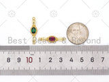 Colorful CZ Micro Pave Oval Shape Cinnector,18K Gold Filled Link, Necklace Bracelet Charm, 26x7mm,Sku#LK409