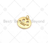 Hollow Out Skull Face on Disc Pendant/Charm, 18K Gold Filled Skull Charm, Necklace Bracelet Charm Pendant,15x15mm,Sku#L610