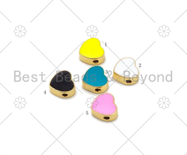 Enamel Colorful Heart Spacer Beads, Heart beads, Pink Turquoise Black Yellow Enamel Jewelry,10mm,Sku#N59