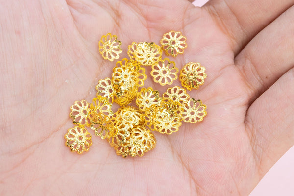 50pc Gold/Silver filigree bead caps, 6mm Gold Filled beads cap, 6mm Silver Beads cap, Floral Beads cap, sku#C3