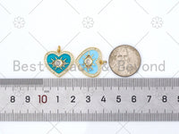 Enamel Colorful Evil Eye Heart Shape Pendant, Sku#F1414
