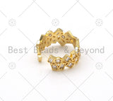 Baguette CZ Micro Pave Statement Ring, 18K Gold Filled Open Ring, Adjustable Ring, 22x21mm,Sku#LD138