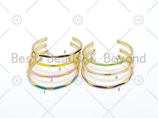 Colorful Enamel Adjustable Bangle Bracelat, 18K Gold Filled Enamel Open Bracelate, stacking bracelet, Sku#O71