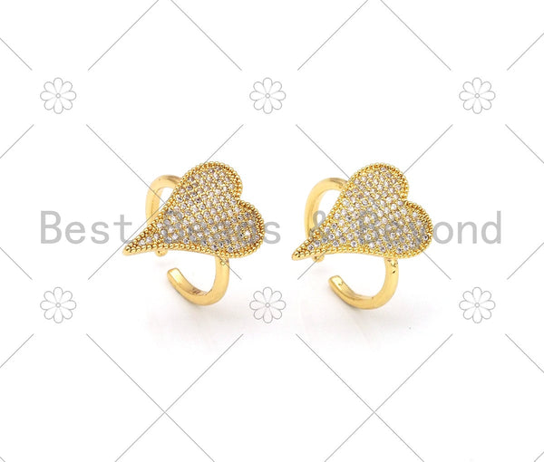 CZ Micro Pave Big Heart Shape Adjustable Ring,18K Gold Filled Cubic Zirconia Open Ring, CZ Heart Ring, 21mm,Sku#X233
