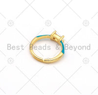Colorful Enamel Adjustable  Ring, 18K Gold Filled Enamel Stacking Ring, Adjustable Ring, Fashion Enamel Jewelry, 21mm, Sku#X235