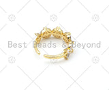 Big CZ Micro Pave Flower Shape Adjustable Ring,18K Gold Filled Open Ring, CZ Flower Ring, 21mm,Sku#X238