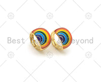 Colorful Enamel Rainbow Shape Adjustable Ring, 18K Gold Filled Enamel Open Ring, Statement Ring,22mm,Sku#O77