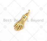 Colorful CZ Micro Pave Heart On Hand Shape Pendant,18K Gold Filled Fuchsia Heart Charm, Necklace Bracelet Pendant, 28x11mm,Sku#Z1390