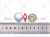 Colorful Enamel With Oval CZ Adjustable Ring, 18K Gold Filled Enamel Open Ring, CZ Statement Ring,22x25mm,Sku#X250