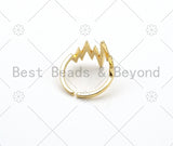 CZ Micro Pave Waves Line Shape Adjustable Ring,18K Gold Filled Open Ring, CZ Waves Line Ring, 21mm,Sku#X254
