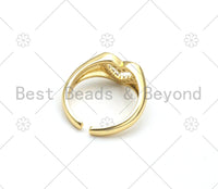 CZ Micro Pave Heart Shape Adjustable Ring,18K Gold Filled Open Ring, CZ Heart Ring, 21mm,Sku#X256