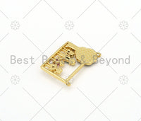 Colorful CZ Micro Pave Family Photos Rectangle Shape Pendant,18K Gold Filled Family Charm, Necklace Bracelet Pendant, 26x18mm,Sku#LK413