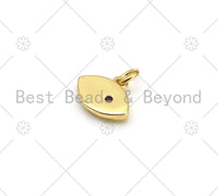 CZ Micropave Evil Eye Shape Pendant, 18K Gold Filled Enamel Charm, Necklace Bracelet Charm Pendant,12x9mm,Sku#Z1398