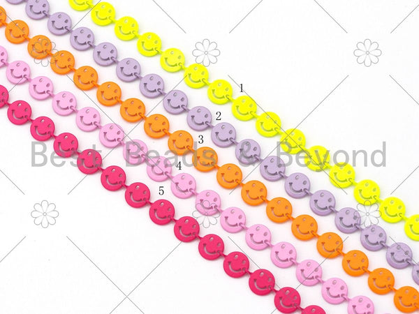 New Style Colorful Enamel Cute Smiley Face Chain by ft, Smiley Chain necklace, Fun Happy Face Chain, kid's jewlery, 8mm,Sku#E545
