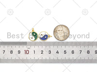Colorful Enamel Round Yinyang Shape Pendant, 18K CZ Religious Charm, Necklace Bracelet Charm Pendant,13x15mm,Sku#Z1403