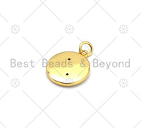 Colorful Enamel Round Yinyang Shape Pendant, 18K CZ Religious Charm, Necklace Bracelet Charm Pendant,13x15mm,Sku#Z1403