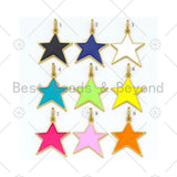 Colorful Enamel Five Point Star Shape Pendant,18K Gold Filled CZ Micropave Charm, Necklace Bracelet Charm Pendant,26x29mm,Sku#ML49