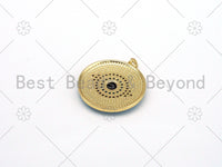 Large CZ Micropave Evil Eye On Colorful Enamel Round Coin Shape Pendant, 18k Gold Filled Protection Eye Enamel Charm,30mm,Sku#LK420