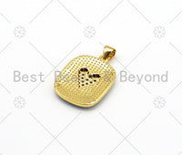 18K Gold Filled Enamel Colorful Heart Dog tag Pendant, Enamel Heart Charm,Enamel Jewelry Findings,17x23mm,Sku#LK426