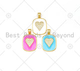 18K Gold Filled Enamel Colorful Heart Dog tag Pendant, Enamel Heart Charm,Enamel Jewelry Findings,17x23mm,Sku#LK426