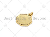 Colorful Enamel Pattern On Octagon Shape Pendant, 18K Gold Filled CZ Micropave Charm,Necklace Bracelet Charm Pendant,25x29mm,Sku#L622
