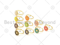 Colorful Enamel Sunflower Adjustable Ring, 18K Gold Filled Enamel Flower Open Ring, Statement Ring,13x21mm,Sku#X262