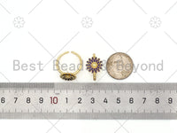 Colorful Enamel Sunflower Adjustable Ring, 18K Gold Filled Enamel Flower Open Ring, Statement Ring,13x21mm,Sku#X262