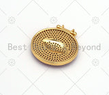 Colorful CZ Micro Pave Evil Eye On Round Coin Shape Pendant, 18K Gold Filled Evil Eye Charm, Necklace Bracelet Charm, 25x28mm,sku#F1430