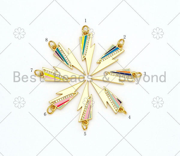 Colorful Enamel Lightning Shape Pendant, 18K Gold Filled Enamel Charm,Necklace Bracelet Charm Pendant,8x24mm,Sku#F1432