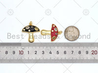 Colorful Enamel Mushroom Shape Pendant, 18K Gold Filled CZ Micropave Charm,Necklace Bracelet Charm Pendant,25x28mm,Sku#LK455