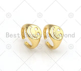 Gold Filled Smiley Face Adjustable Ring, Statement Ring, 22x14mm,Sku#LD153