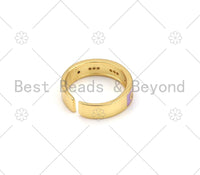 Rectangle and Round CZ On Colorful Enamel Adjustable Ring,18K Gold Filled Open Ring, Enamel Open Ring, Statement Ring,5x21mm,Sku#X271