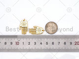 Clear CZ Micro Pave Evil Eye On Hand Shape Pendant, 18K Gold Filled Hand Charm, Necklace Bracelet Charm Pendant,14x25mm, Sku#Z1405