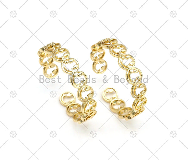 Cute Smiley Face Bangle Bracelet, 18K Gold Filled Open Cuff Bracelet, Adjustable Bracelet, Fashion Jewelry, 64x13mm, Sku#LD155