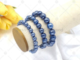 Mystic High Quantity Blue Agate Stretchy Bracelet, 8mm/10mm/12mm Elastic Fit Round Faceted, 7.5'' Agate Bracelet,Sku#EF72